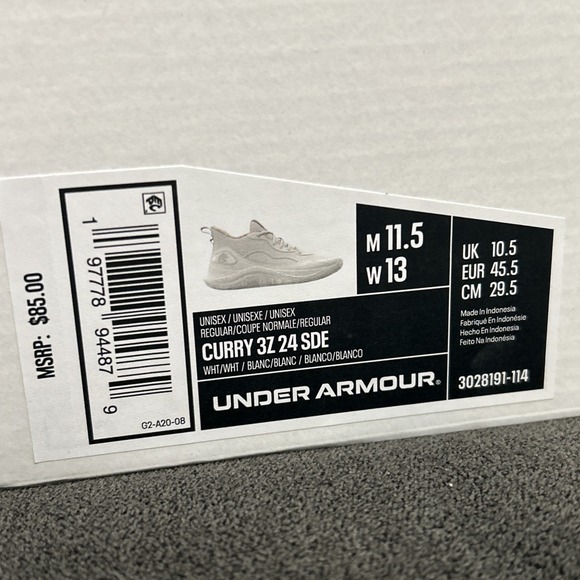 Under Armour Curry 3Z 24 SDE Men 11.5 White Basketball Athletic Shoe 3028191-114 - Picture 8 of 8